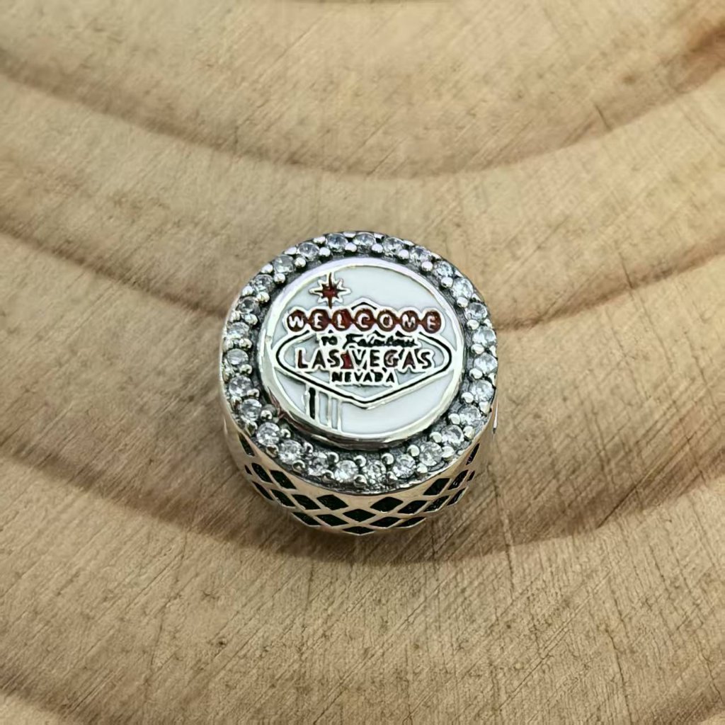 Pandora Of Las Vegas Sign Cz Button Exclusive Charm S925 Silver Jewelry 45$